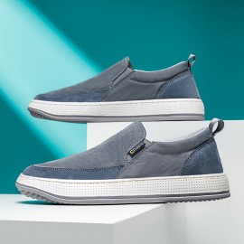 Men's Slip-On Loafers - Lightweight PU Casual Shoes with Breathable Fabric Lining, Minimalist Round Toe Design for All-Season Comfort - Indoor/Outdoor & Streetwear Essentials, Comfy Shoes, Indoor Footwear, Versatile Footwear, Flexible Footwear