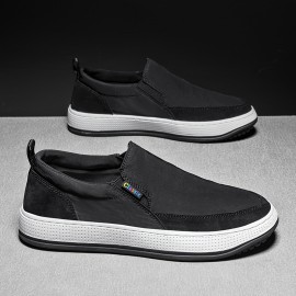 Men's Slip-On Loafers - Lightweight PU Casual Shoes with Breathable Fabric Lining, Minimalist Round Toe Design for All-Season Comfort - Indoor/Outdoor & Streetwear Essentials, Comfy Shoes, Indoor Footwear, Versatile Footwear, Flexible Footwear