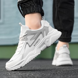 Men'S Lightweight Breathable Running Shoes - Low-Top Sneakers with Cushioned EVA Sole, Lace-Up Closure - All-Season Gym, Hiking, Training, Everyday Shoes - White & Teal Accent - Durable Synthetic /Fabric Upper - Minimalist Athletic Footwear for Men, Gym Shoes, Hiking Footwear, Sleek Design, Comfortable Fit, Versatile Footwear, Active Lifestyle, Sporty Design, Cushioned Support, Performance Footwear, Fitness Enthusiasts