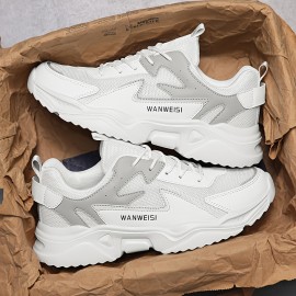 Men'S Lightweight Breathable Running Shoes - Low-Top Sneakers with Cushioned EVA Sole, Lace-Up Closure - All-Season Gym, Hiking, Training, Everyday Shoes - White & Teal Accent - Durable Synthetic /Fabric Upper - Minimalist Athletic Footwear for Men, Gym Shoes, Hiking Footwear, Sleek Design, Comfortable Fit, Versatile Footwear, Active Lifestyle, Sporty Design, Cushioned Support, Performance Footwear, Fitness Enthusiasts