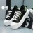 Men'S Summer Casual Low-Top Sneakers - Black & White with Green Accents, Breathable Fabric Lining, Durable Faux Sole, Lace-Up Round Toe Design for Casual Attire, Streetwear Shoes | Trendy Casual Shoes | Comfortable Footwear