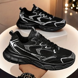 Men's & Unisex Big & Tall Lace-Up Sneakers - Lightweight All-Season Shoes with Cushioned PVC Sole, Breathable Fabric Upper - Gym, Running, Everyday Walking Shoes - Easy-Clean Athletic Footwear for Men (Year-Round), Gym Sneakers, Sleek Sneaker Design, Comfortable Interior Lining