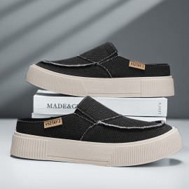 Men'S Summer Fashion Slip-On Loafers - Casual, Breathable Half-Drag Shoes with Stylish Stitching, Lightweight & Versatile for Casual Attire or Vacation, Vacation Footwear | Trendy Loafers | Textured Finish