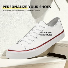 Customizable Men'S Low-Top Canvas Sneakers with 3D Photo Printing, Breathable Fabric Upper & Non-Slip Rubber Sole - Personalized Design, All-Season Casual Streetwear Shoes for Daily Wear & Parties, Party Footwear, Durable Footwear