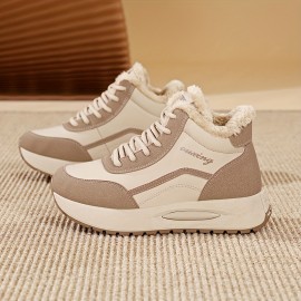 Women'S Lightweight High-Top Sneakers - & Brown Winter Shoes with Cushioned TPU Sole, Lace-Up Closure, Synthetic Cover Upper - All-Season Everyday & Formal Shoes for, Ladies - Easy-clean Minimalist Design, Ladies Sneakers, Casual Footwear