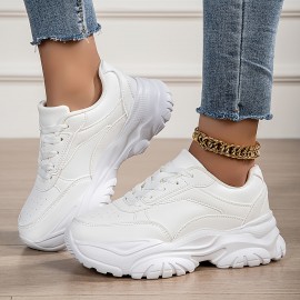 Women's All-Season Lightweight Sneakers - Non-Slip EVA Sole, Arch Support Shoes with Cushioned Insole - Gym, Walking, Everyday Shoes - Synthetic Leather/Fabric Upper - White Sneakers for Women, Sneakers for Women, Shoes for Women Comfortable, Womens Shoes Sneaker, Wide Width Shoes for Women, Sneakers for Women High Quality