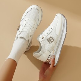 [Breathable Running Shoes] Lightweight Breathable Women's Running Shoes | Mesh Sneakers with Thick Cushioned Sole - All-Season Non-Slip PVC Outsole & Comfortable Fabric Lining for Casual & Athletic Wear