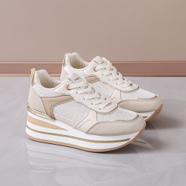 Women's Casual Shoes/Ladies' Sneakers/Outdoor Wedge Trail Running Shoes/Outdoor Thick-soled Skate Shoes/Women's Student Shoes, Casual Footwear, Outdoor Walking Shoes, Trendy Footwear, Sporty Design, Versatile Footwear, Comfortable Sneakers, Student