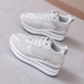 Women's Casual Shoes/Ladies' Sneakers/Outdoor Wedge Trail Running Shoes/Outdoor Thick-soled Skate Shoes/Women's Student Shoes, Casual Footwear, Outdoor Walking Shoes, Trendy Footwear, Sporty Design, Versatile Footwear, Comfortable Sneakers, Student