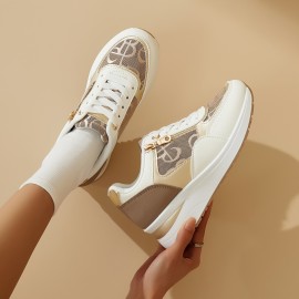 [Stylish Running Shoes] Lightweight Women's Running Shoes | Breathable Camouflage Print & Golden Accents - Thick Cushioned Sole, Non-Slip PVC Outsole, Fabric/Polyurethane Upper - All-Season Casual Outdoor Sneakers