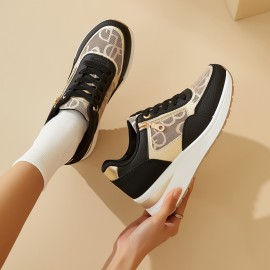 [Stylish Running Shoes] Lightweight Women's Running Shoes | Breathable Camouflage Print & Golden Accents - Thick Cushioned Sole, Non-Slip PVC Outsole, Fabric/Polyurethane Upper - All-Season Casual Outdoor Sneakers