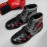 [Boxing Shoes] Breathable High-Top Boxing Training Shoes | Non-Slip Rubber Sole, Lace-Up Sports Boots for Gym & Martial Arts - Black with Red Accents