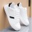 Men's Low-Top Sneakers - Minimalist White Casual Shoes, Non-Marking Cushioned PU/Rubber Sole for Gym, Everyday & Formal Wear - Breathable Sneakers Compatible with Men's Clothing, Geometric Pattern Design, Durable Traction Footwear