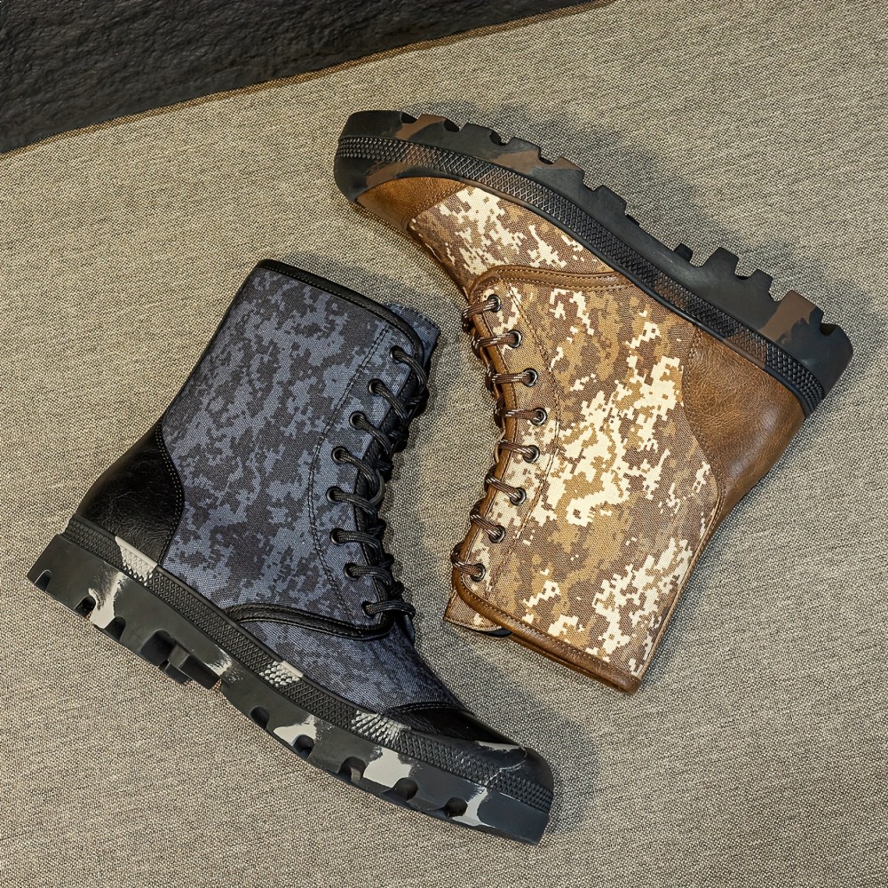 Men's High-Top Hiking Boots - Lightweight Breathable Outdoor Boots with Durable Rubber Sole, All-Season Lace-Up Ankle Support for Camping, Casual Wear, Hiking, Camping Footwear, Rugged Style, Sturdy Footwear, Active Lifestyle, Reinforced Stitching.