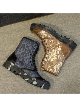 Men's High-Top Hiking Boots - Lightweight Breathable Outdoor Boots with Durable Rubber Sole, All-Season Lace-Up Ankle Support for Camping, Casual Wear, Hiking, Camping Footwear, Rugged Style, Sturdy Footwear, Active Lifestyle, Reinforced Stitching.