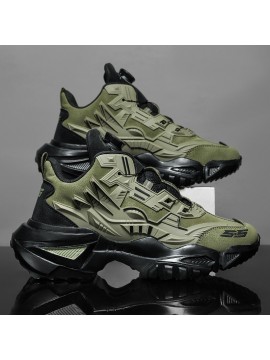 Men's Road Running Shoes - Olive Green & Black Accent Gym, Hiking, Everyday Shoes - Cushioned EVA Sole, Non-Slip Traction - All-Season Athletic Footwear - Breathable Fabric Lining - Durable PU Upper - Lightweight Stability Sneakers for Men, Outdoor Activities, Midtop Design, Secure Fit, Performance Trainers, Active Lifestyle