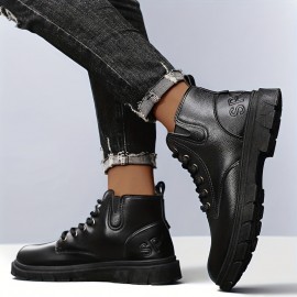 Men'S Lightweight Hiking Boots - All-Season Outdoor Trekking Shoes with Lace-Up Closure, Non-Slip PVC Outsole - Brown/Black - for Camping, Urban, Men Winter Boot, Men Winter Boot For Men, Men Shoe, Hiking Shoe For Men