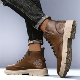 Men'S Lightweight Hiking Boots - All-Season Outdoor Trekking Shoes with Lace-Up Closure, Non-Slip PVC Outsole - Brown/Black - for Camping, Urban, Men Winter Boot, Men Winter Boot For Men, Men Shoe, Hiking Shoe For Men