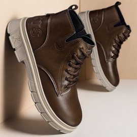 Men'S Lightweight Hiking Boots - All-Season Outdoor Trekking Shoes with Lace-Up Closure, Non-Slip PVC Outsole - Brown/Black - for Camping, Urban, Men Winter Boot, Men Winter Boot For Men, Men Shoe, Hiking Shoe For Men