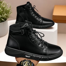 Men'S High-Top Casual Boots, Versatile Short Boots with a Trendy British Style, Suitable for Hiking And Work in All Seasons.
