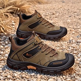 Men's All-Season Low-Top Hiking Boots - Heavy-Duty  & Rugged Sole, All-Terrain Traction for Outdoor Trekking, Camping, Work & Casual Wear - Durable All-Weather Ankle Shoes (Solid Color)