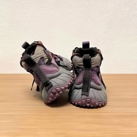 Men's Retro Color Block Running Shoes - Breathable, Non-Slip Athletic Sneakers with Rugged Tread for Hiking, Casual & Outdoor Wear - Purple, Gray & Brown Design, Versatile Running Shoes | Street Style Shoes | Robust PVC Sole