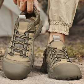 Men's All-Terrain Hiking & Mountaineering Shoes - Heavy-Duty Shock-Absorbing Traction Tread, Low-Top Rugged Outdoor Trekking Boots for Climbing, Snow, Mud, Rocky Terrain - Durable Rubber Sole &  -like Upper (All-Season)