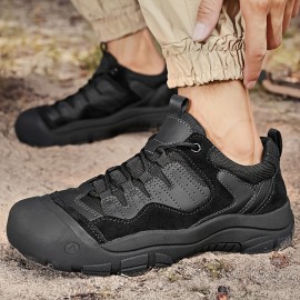 Men's All-Terrain Hiking & Mountaineering Shoes - Heavy-Duty Shock-Absorbing Traction Tread, Low-Top Rugged Outdoor Trekking Boots for Climbing, Snow, Mud, Rocky Terrain - Durable Rubber Sole &  -like Upper (All-Season)