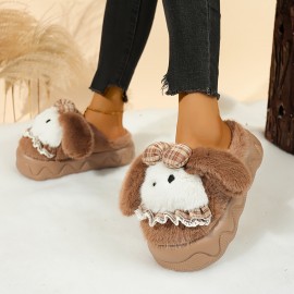 Women'S Cute Puppy Slippers - Beige/White/ Brown/Black/ - Non-Slip EVA Sole Indoor House Shoes - Soft Fabric Upper - Cozy Home Footwear for Women - Perfect Gift for Dog Lovers - Easy Slip-On Design, Cute Slippers, Indoor Footwear, Playful Design, Comfortable Fit, Casual Footwear, Durable Construction, Pet Owners