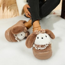 Women'S Cute Puppy Slippers - Beige/White/ Brown/Black/ - Non-Slip EVA Sole Indoor House Shoes - Soft Fabric Upper - Cozy Home Footwear for Women - Perfect Gift for Dog Lovers - Easy Slip-On Design, Cute Slippers, Indoor Footwear, Playful Design, Comfortable Fit, Casual Footwear, Durable Construction, Pet Owners