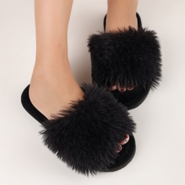 Women's Slip-On House Shoes - Ultra-Cozy Indoor Slippers with Long Plush Fluffy Faux Fur-like Appearance, Non-Slip Sole - All-Season Luxury Footwear for Living Room, Bedroom, Spa - Women's Clothing Essentials, Cozy Home Wear, Fashionable Homewear, Comfortable Cushioning, Home Comfort Seekers