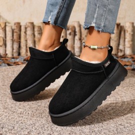 Women'S Winter Snow Boots - Slip-On Thick Platform Sole, Warm Fleece & Non-Slip Rubber Outsole, Elegant Low-Top Design for Cold Weather, Home & Outdoor - Multi-color Options (, Brown, Grey, Pink, Green, Purple, Orange, Red, Navy, Dark Brown