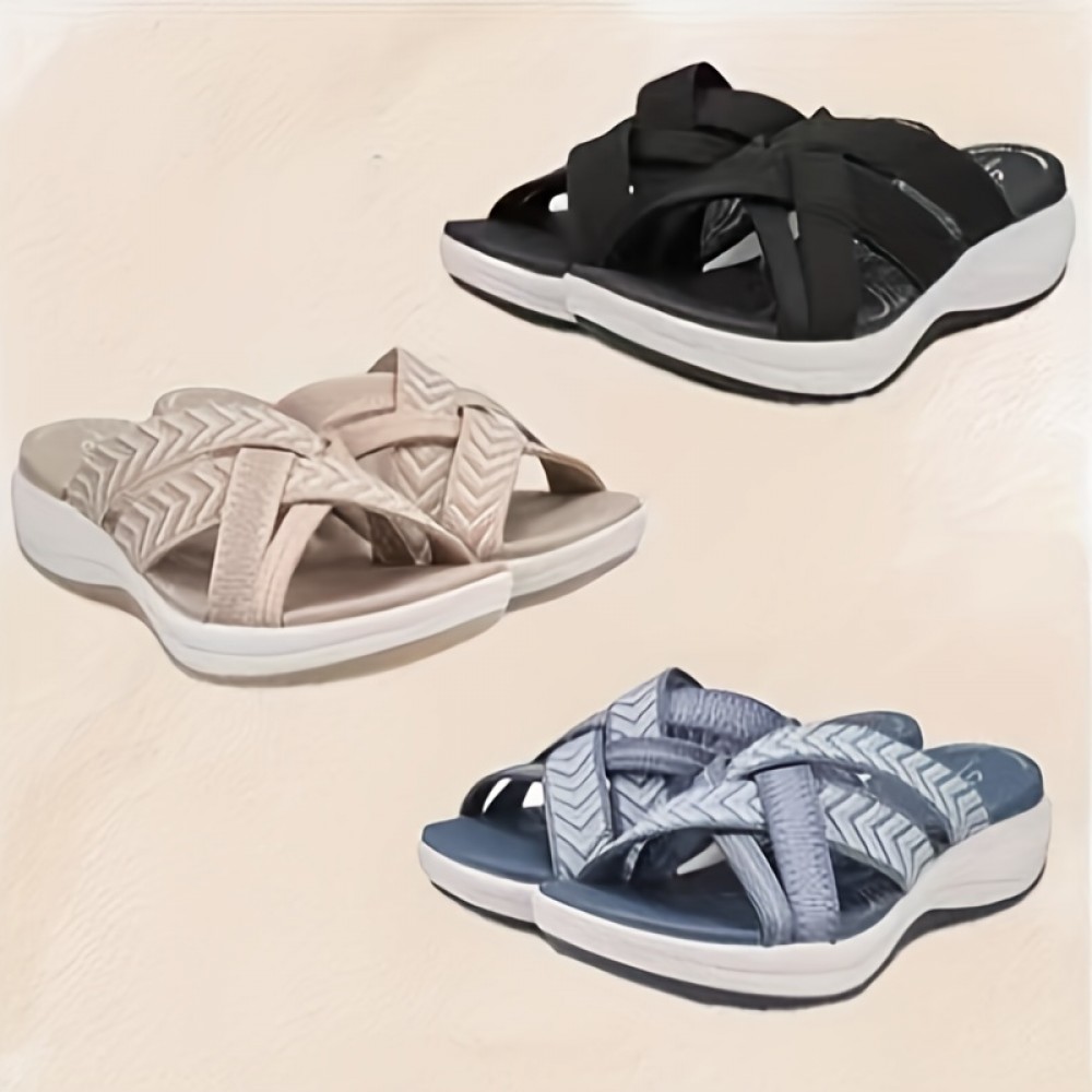 Women's Orthopedic Arch Support Walking Sandals - Comfortable EVA Arch-Stabilizing Technology, Breathable PU Sole & Cushioned Insole, All-Season Indoor/Outdoor Sandals with Width Options for, Flat Feet & Fallen Arches - Stylish White & Blue Design with Arch Support, Soft Microfiber Lining & Durable PU Outsole for All-Day Comfort, Orthopedic Slippers for Women, Shoes for Women Comfortable, Womens Slippers with Arch Support, Shoe Slippers, House Shoes for Women Summer