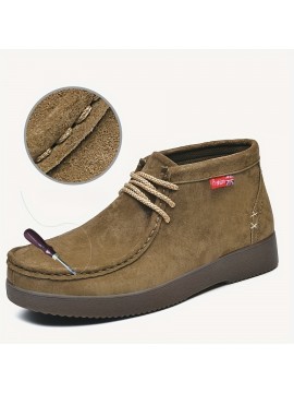 [Premium Hiking Boots] Premium Men's Hiking Boots - Genuine, Durable, Non-Slip Ankle Boots | Handmade Stitching, Classic Retro Style, Square Toe, Rubber Sole, Fabric Lining, Lace-Up Closure for All-Season Outdoor & Casual Wear, Hiking Accessories