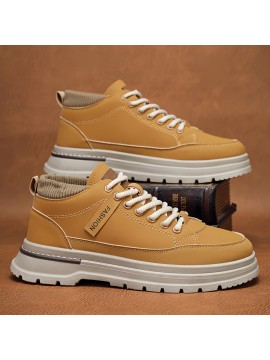 Men'S Heavy-Duty Work Boots - All-Terrain Traction, Lace-Up Outdoor Shoes with Cushioned PVC Sole - Beige/Tan - for Hiking, Construction, Everyday - Durable Synthetic Faux - Big & Tall Sizes Available - All-Season Wear, Hiking Boots, Rugged Footwear, Stylish Footwear, Sturdy Build, Versatile Footwear, Active Lifestyle, Construction Footwear, Casual Workwear, Reinforced Stitching, Construction Workers