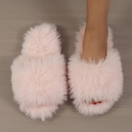 Women's Slip-On House Shoes - Ultra-Cozy Indoor Slippers with Long Plush Fluffy Faux Fur-like Appearance, Non-Slip Sole - All-Season Luxury Footwear for Living Room, Bedroom, Spa - Women's Clothing Essentials, Cozy Home Wear, Fashionable Homewear, Comfortable Cushioning, Home Comfort Seekers