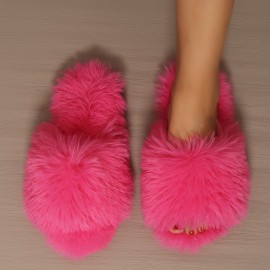Women's Slip-On House Shoes - Ultra-Cozy Indoor Slippers with Long Plush Fluffy Faux Fur-like Appearance, Non-Slip Sole - All-Season Luxury Footwear for Living Room, Bedroom, Spa - Women's Clothing Essentials, Cozy Home Wear, Fashionable Homewear, Comfortable Cushioning, Home Comfort Seekers