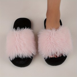 Women's Slip-On House Shoes - Ultra-Cozy Indoor Slippers with Long Plush Fluffy Faux Fur-like Appearance, Non-Slip Sole - All-Season Luxury Footwear for Living Room, Bedroom, Spa - Women's Clothing Essentials, Cozy Home Wear, Fashionable Homewear, Comfortable Cushioning, Home Comfort Seekers