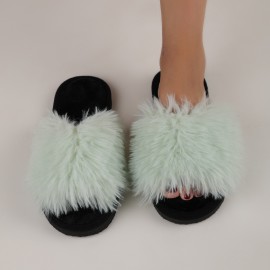 Women's Slip-On House Shoes - Ultra-Cozy Indoor Slippers with Long Plush Fluffy Faux Fur-like Appearance, Non-Slip Sole - All-Season Luxury Footwear for Living Room, Bedroom, Spa - Women's Clothing Essentials, Cozy Home Wear, Fashionable Homewear, Comfortable Cushioning, Home Comfort Seekers