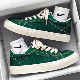 Men'S Summer Casual Sneakers - Breathable, Lightweight Canvas Shoes with Stylish Red & White Design, Lace-Up, Round Toe, Comfortable for School, Work, or Casual Attire, Casual Footwear|Stylish Casual Shoes|Faux Cover Sole