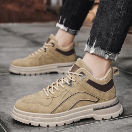 [Durable Work Boots] Durable & Easy-Clean Men's Plus Size Work Boots | All-Terrain Tactical Shoes with Lace-Up Closure, Non-Slip PVC Outsole, Cushioned Insole - Tan/Beige Rugged Boots for Hiking, Construction, Everyday - Big & Tall Men, Hiking Footwear, Sleek Boot Design, Fabric Lined Interior