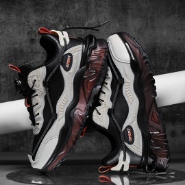 [Preppy Sports Sneakers] Casual Preppy Men's Sports Sneakers | All-Season Lace-Up Shoes with Faux Upper, Fabric Inner & PVC Sole | Round Toe Low Top for Daily Wear