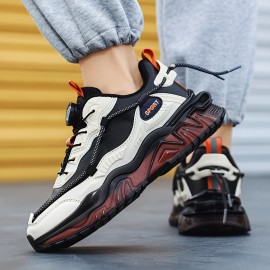 [Preppy Sports Sneakers] Casual Preppy Men's Sports Sneakers | All-Season Lace-Up Shoes with Faux Upper, Fabric Inner & PVC Sole | Round Toe Low Top for Daily Wear