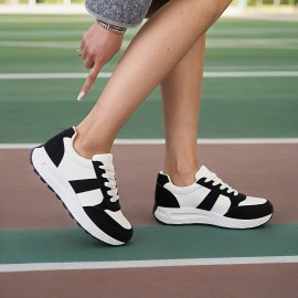 Women'S Breathable Slip-On Sneakers - Lightweight PVC & Fabric Upper, Soft EVA Insole, Black/White Casual Athletic Shoes for Running, Gym, Skateboarding & Travel, Ladies Sneakers