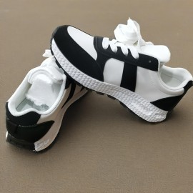 Women'S Breathable Slip-On Sneakers - Lightweight PVC & Fabric Upper, Soft EVA Insole, Black/White Casual Athletic Shoes for Running, Gym, Skateboarding & Travel, Ladies Sneakers