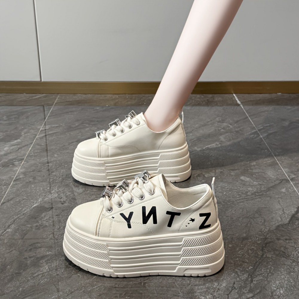 [Height-Increasing Lift Shoes] Women's Height-Increasing Lift Shoes | Thick Platform Sneakers with Synthetic Faux Fur-like Texture | Black/White/Grey/Navy | All-Season Comfort, Arch & Stability | Solid Color Glossy/Textured Design | Rubber Sole | Multi-Color Options for Height Boost & Casual/Professional Wear | Ideal Gift for Women (Birthday/Anniversary) | Year-Round Wear | Minimalist & Chic Style