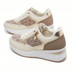 [Stylish Running Shoes] Lightweight Women's Running Shoes | Breathable Camouflage Print & Golden Accents - Thick Cushioned Sole, Non-Slip PVC Outsole, Fabric/Polyurethane Upper - All-Season Casual Outdoor Sneakers