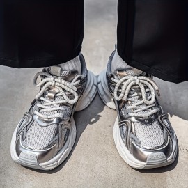 Women'S Lightweight Breathable Mesh Sneakers - All-Season Comfort with EVA Cushioned Sole, Black & White Design, Lace-Up Low Tops for Casual & Light Sports, Ladies Sneakers, Comfortable Footwear, Modern Sneakers, Durable Footwear