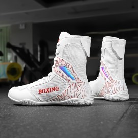 Professional Wrestling & Boxing Shoes - High-Top Training Shoes with Non-Slip Rubber Sole, Breathable Mesh & Synthetic Upper, Durable All-Season Design for Men & Women, Combat Sports Gear, Combat Sports Footwear, Sleek Sporty Look