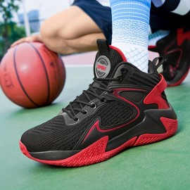 Vibrant Yellow Breathable Mesh Men's High-Top Basketball Shoes - Non-Slip EVA Sole, Durable for Training & Sports, Lace-Up, All-Season Athletic Footwear, Basketball Accessories